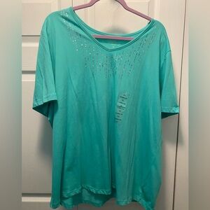 Coral Bay Mint Green top with embellishments Size 2X New With Tag!